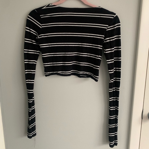 Zara Striped Long Sleeve Crop Top - Picture 2 of 2